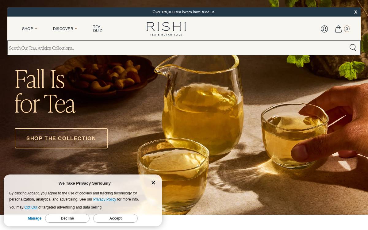 Rishi Tea & Botanicals website preview