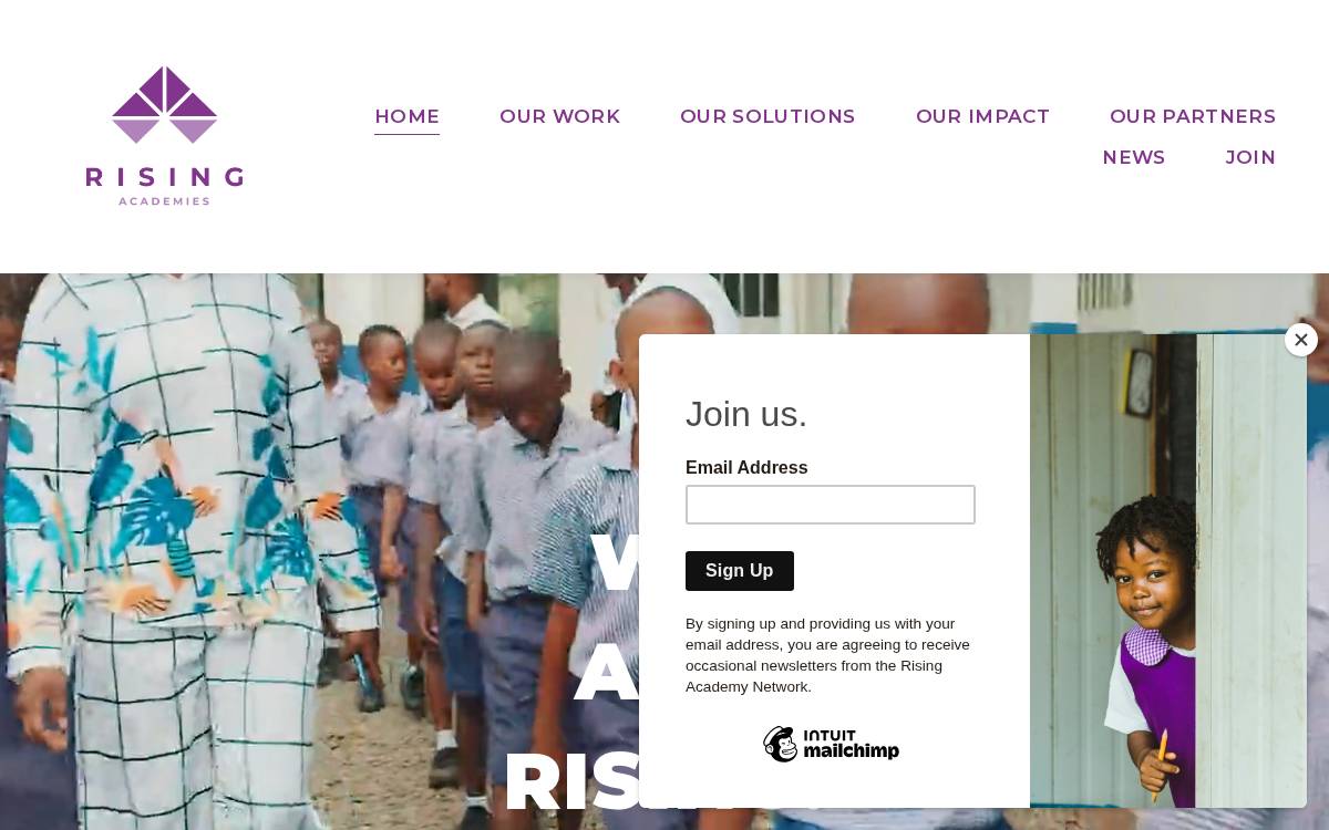 Rising Academies website preview