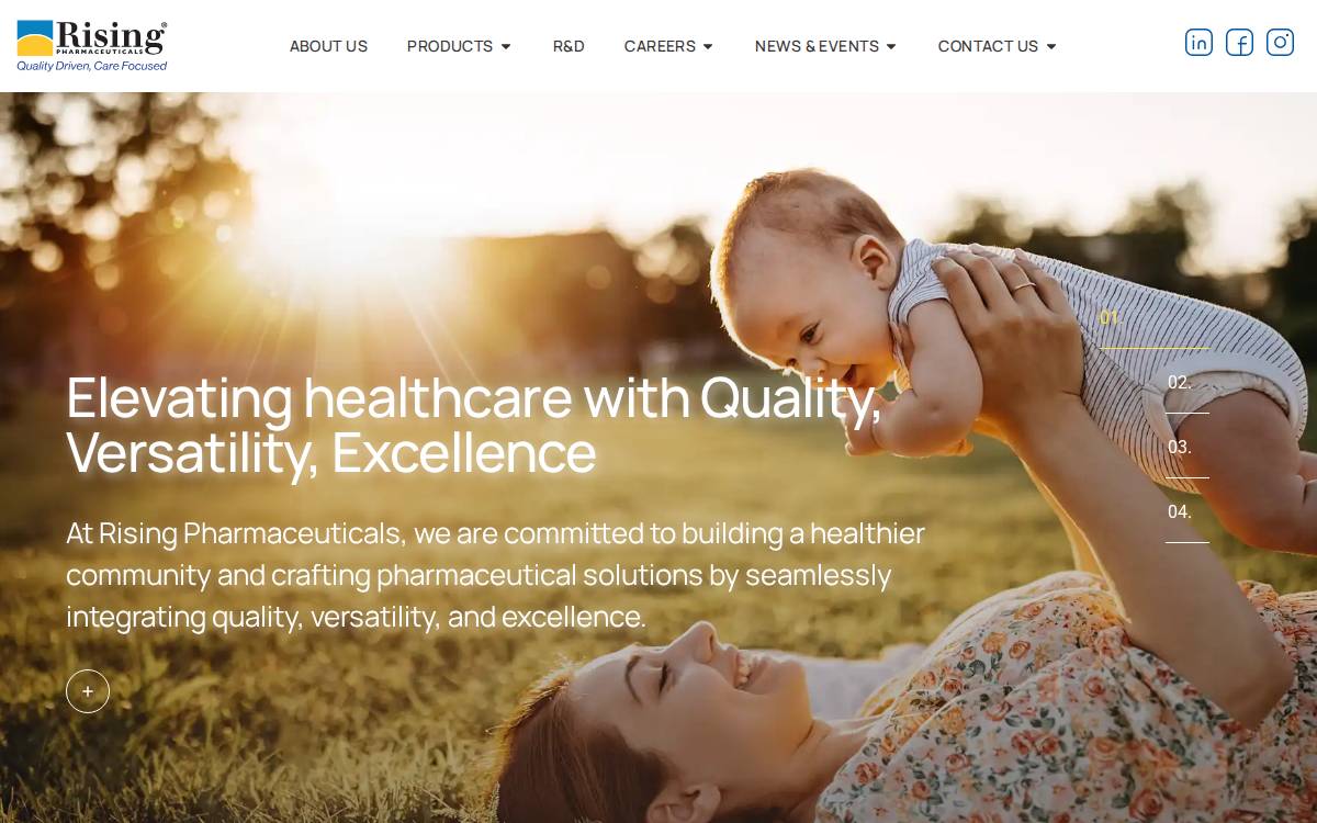 Rising Pharmaceuticals website preview