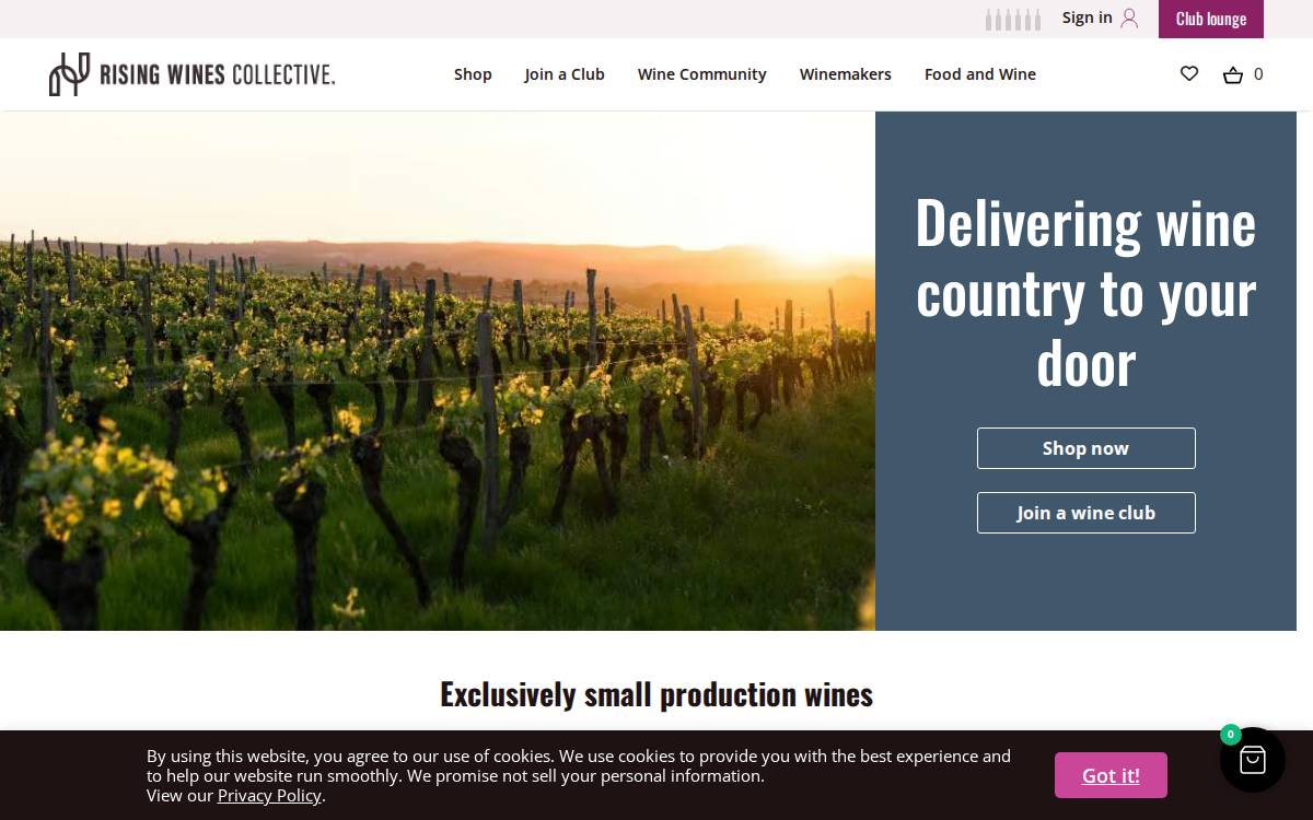 Rising Wines Collective website preview