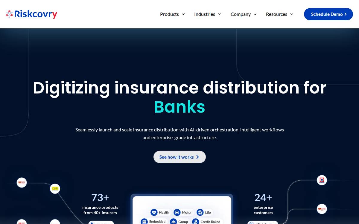 Riskcovry, Homepage website preview