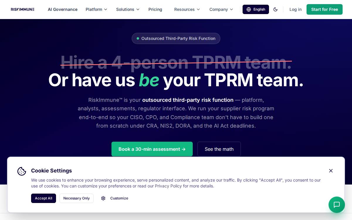 Riskimmune website preview