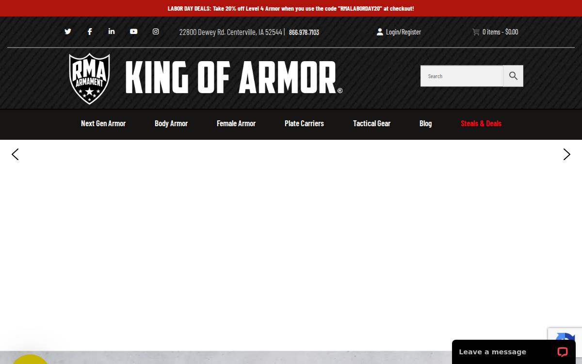 RMA Armament website preview