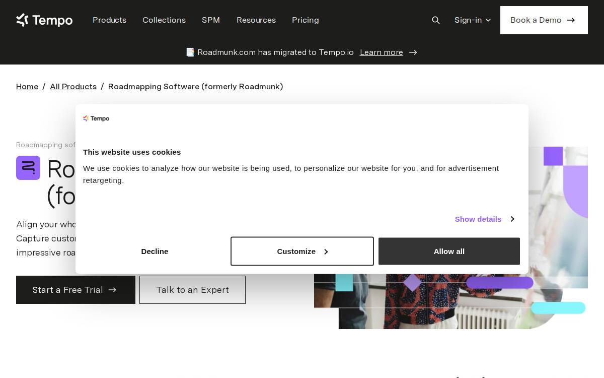 Roadmunk website preview
