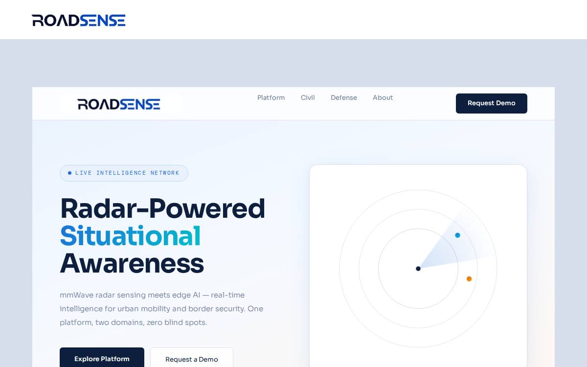 RoadSense website preview