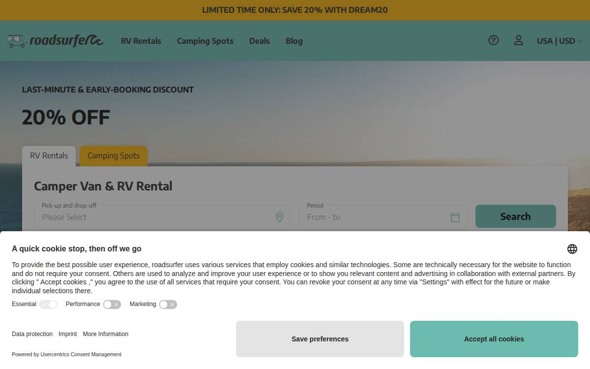 roadsurfer website preview