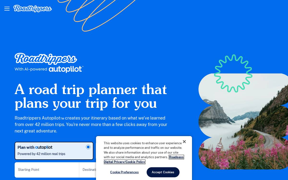 Roadtrippers website preview