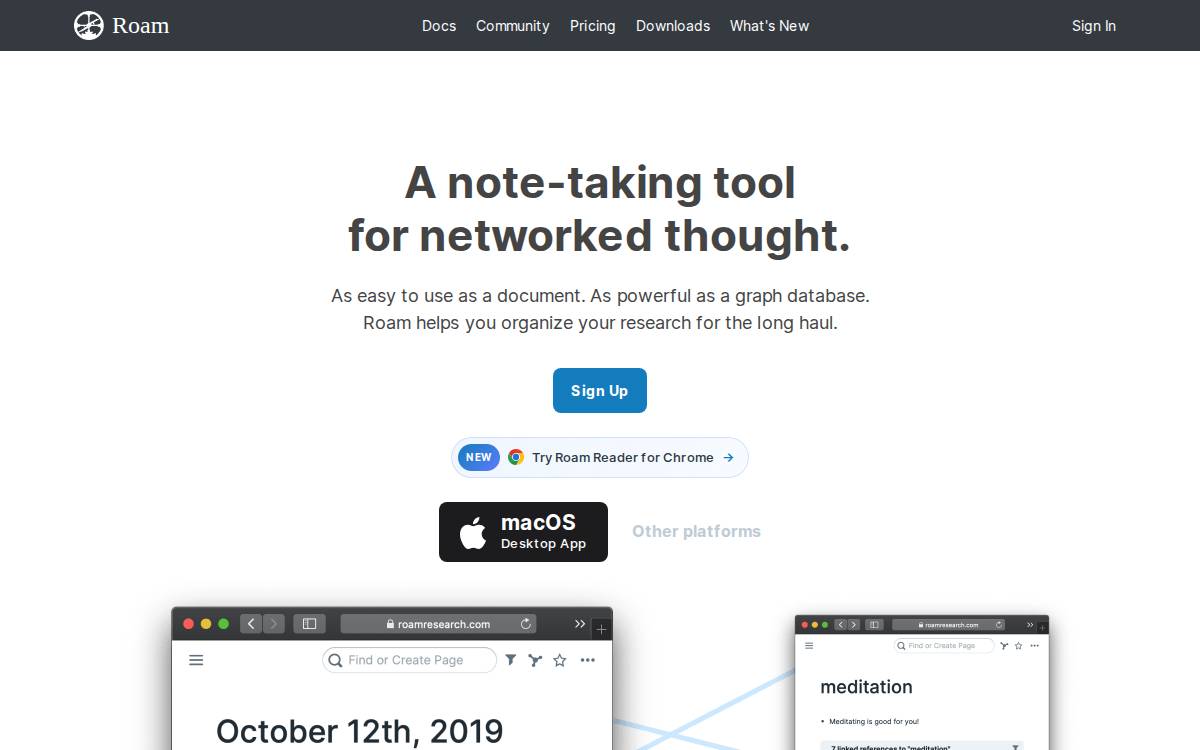 Roam website preview