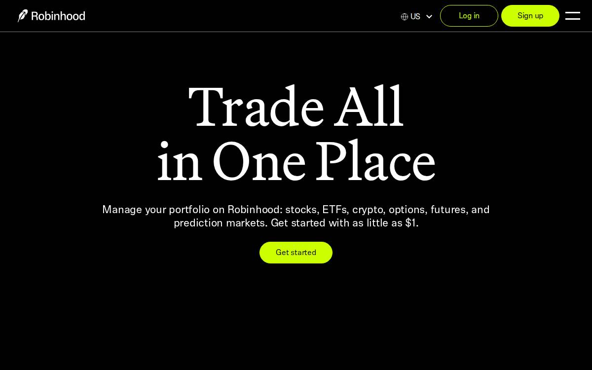 Robinhood website preview