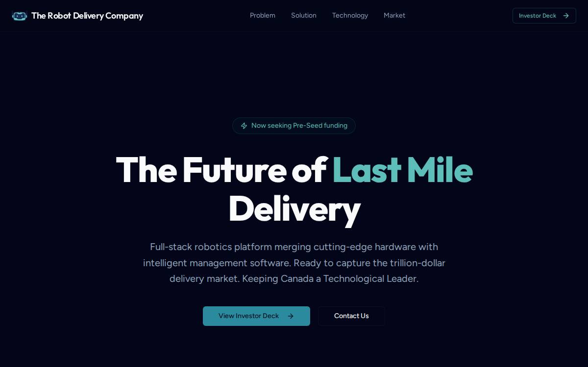 Robot Delivery Company website preview