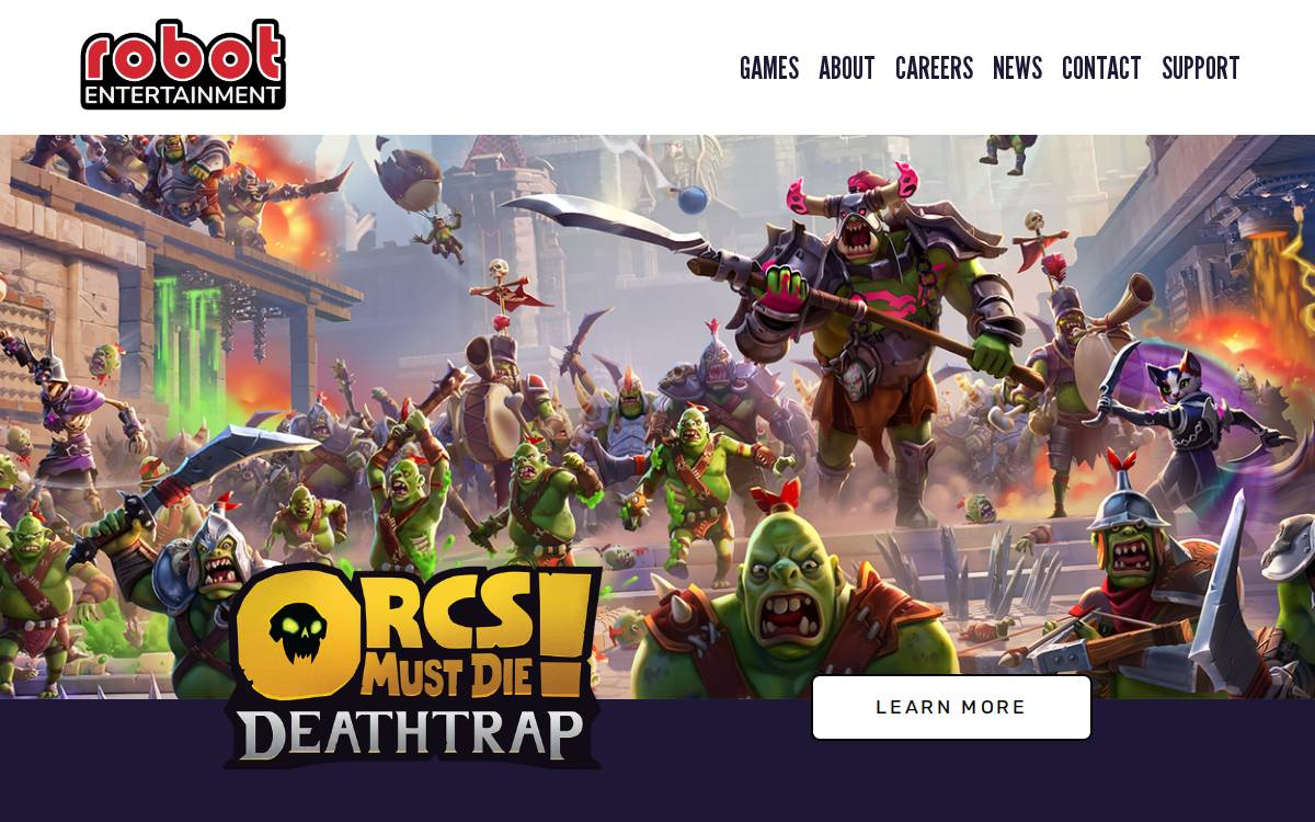 Robot Entertainment website preview