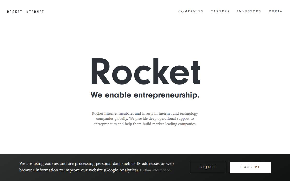 Rocket Internet website preview