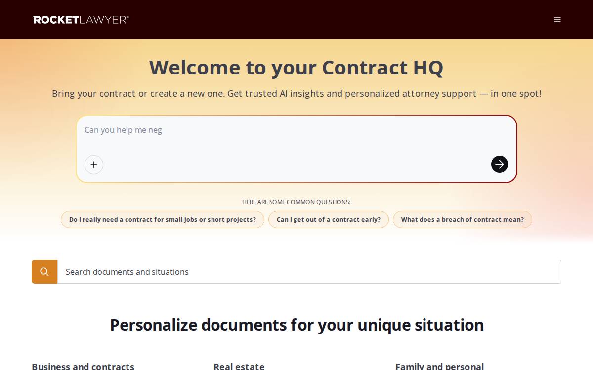 Rocket Lawyer website preview