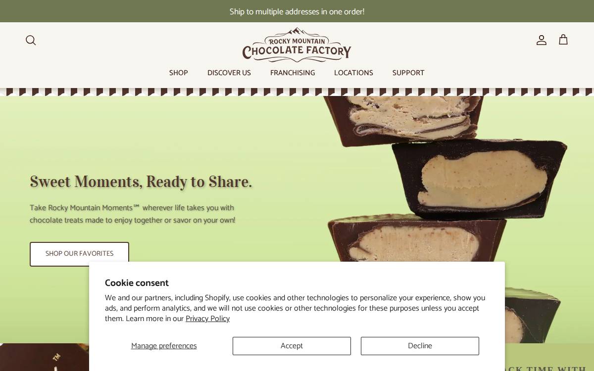 Rocky Mountain Chocolate Factory website preview