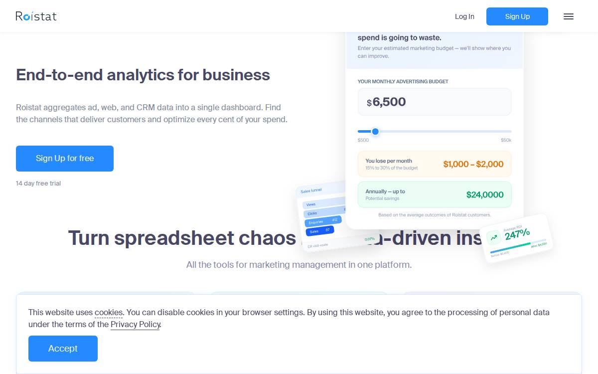 Roistat website preview