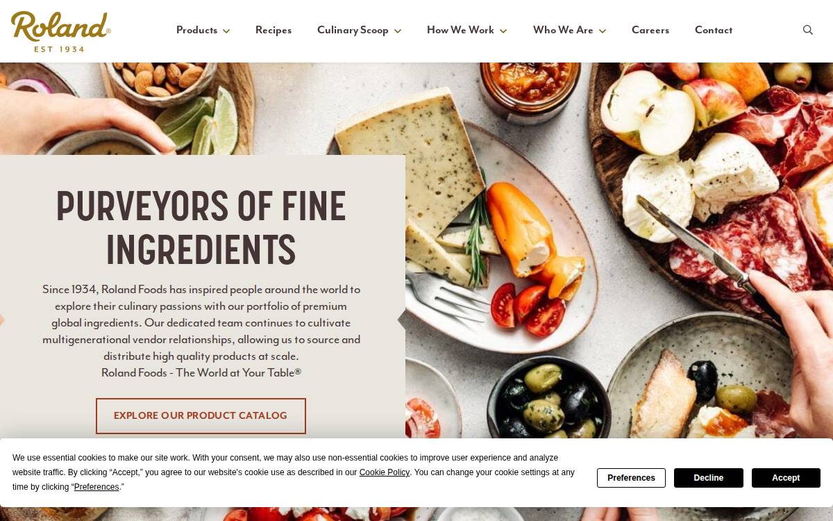 Roland Foods website preview