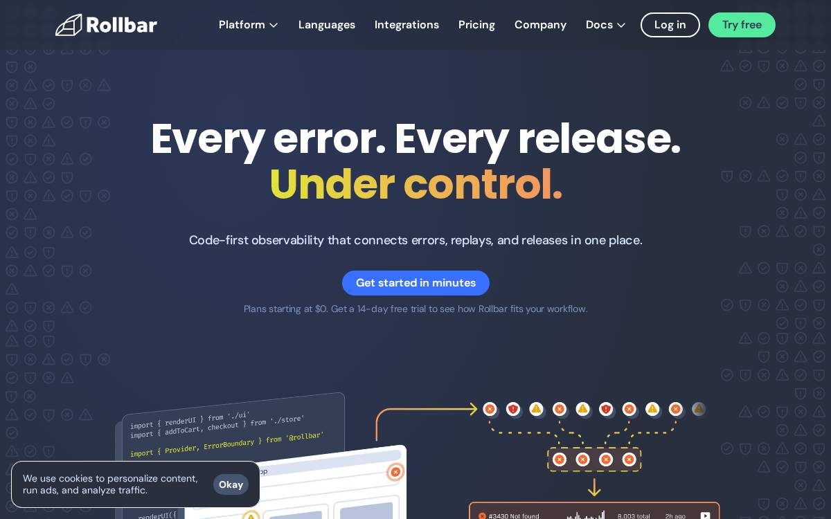 Rollbar website preview
