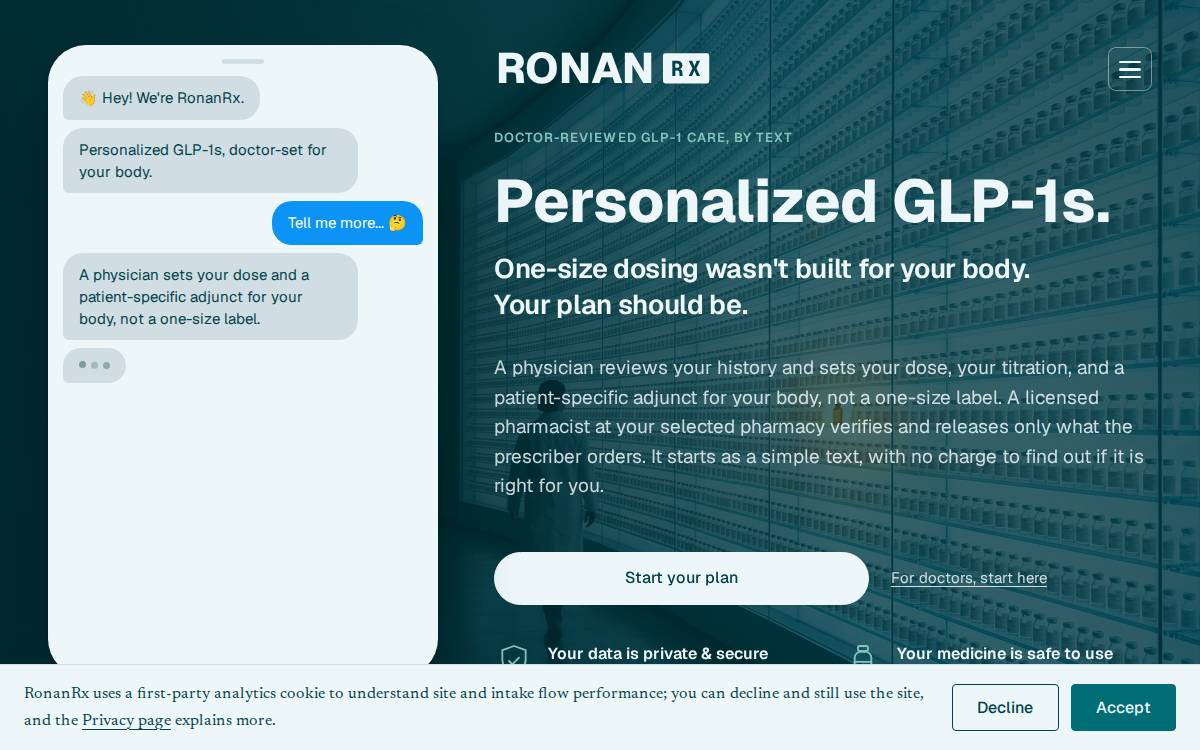 RonanRx Inc. website preview