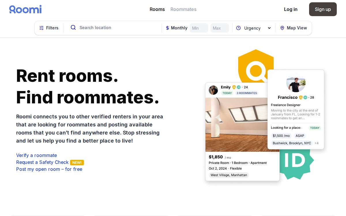 Roomi website preview