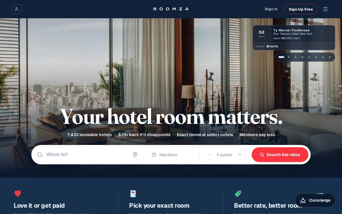 Roomza website preview