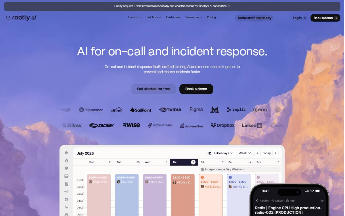 Rootly website preview