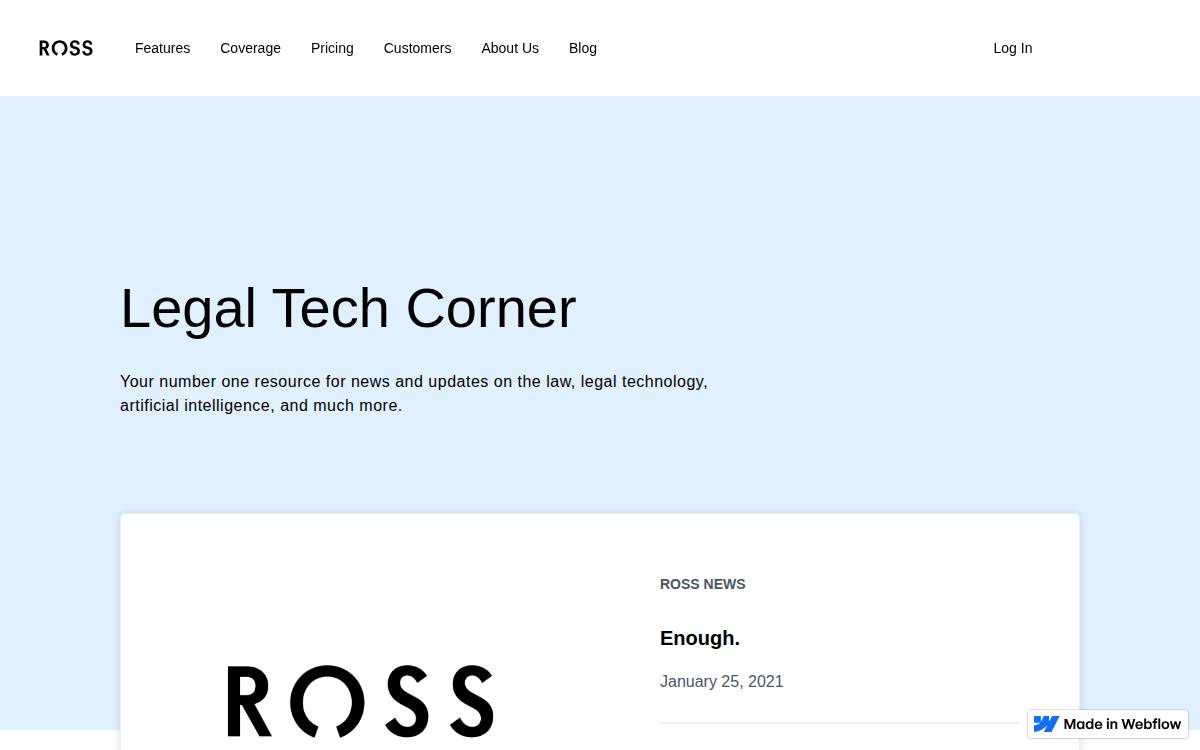 ROSS Intelligence website preview