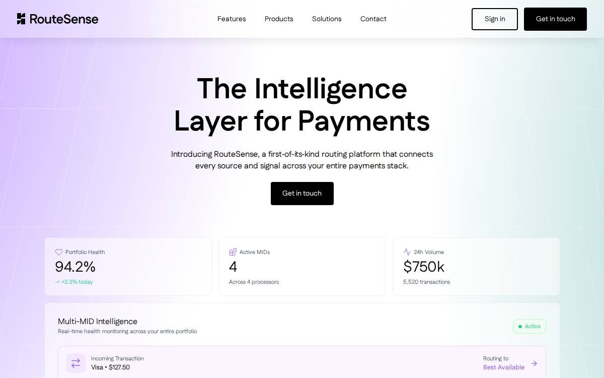 Route Sense website preview