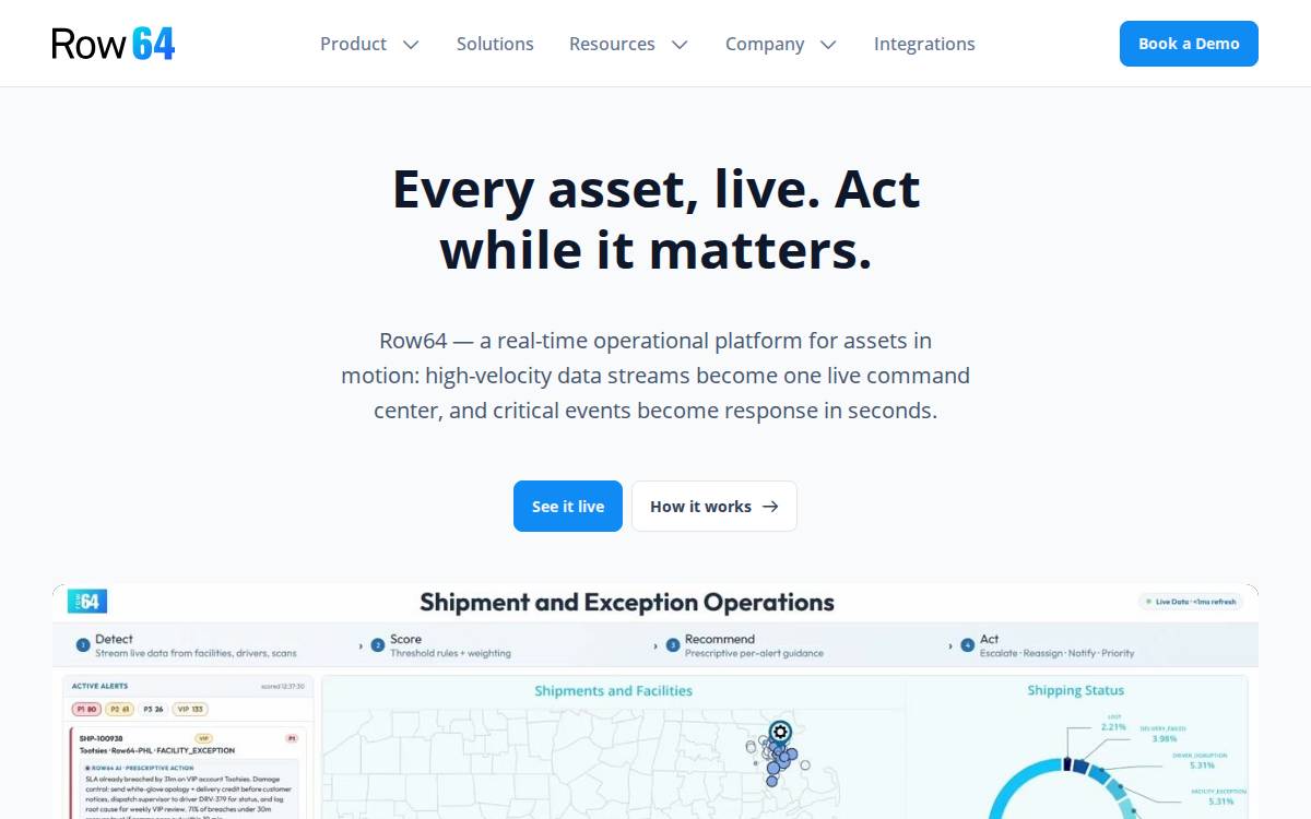 Row64 website preview