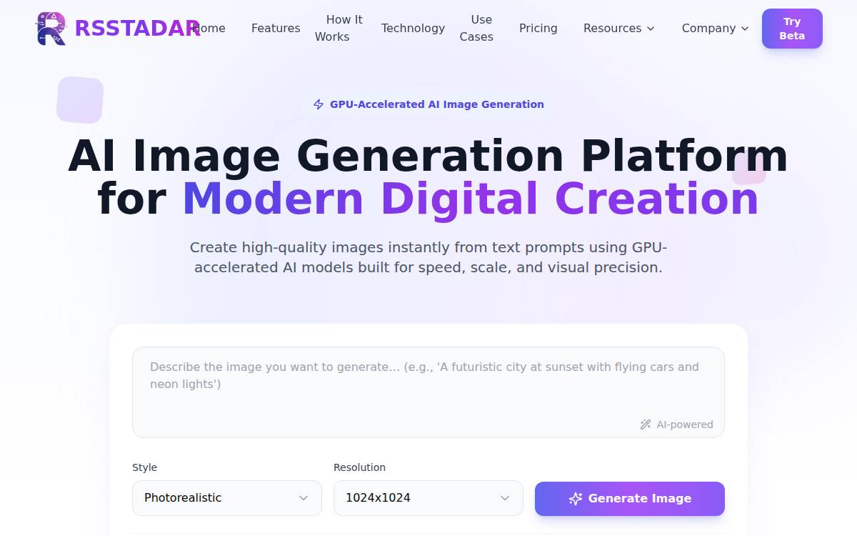 Rsstadar website preview