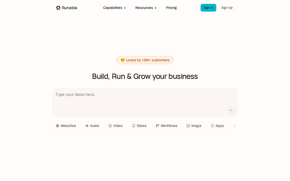 Runable website preview