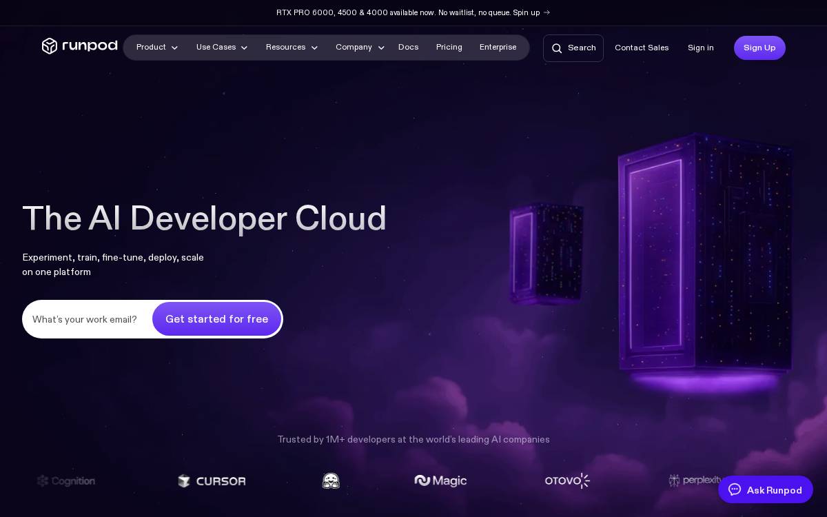 Runpod website preview