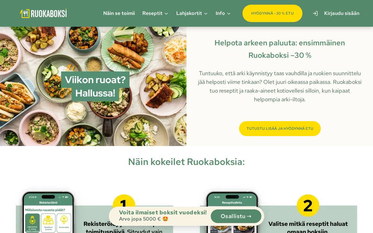 Ruokaboksi website preview