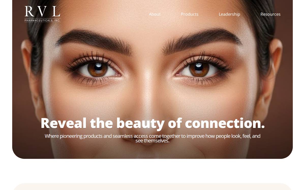 RVL Pharmaceuticals website preview