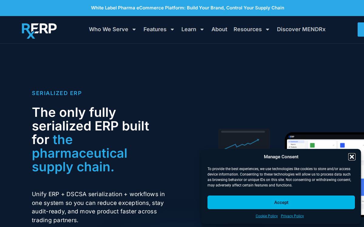 RxERP website preview