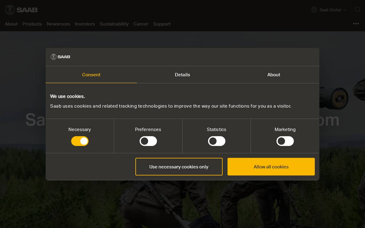 Saab website preview