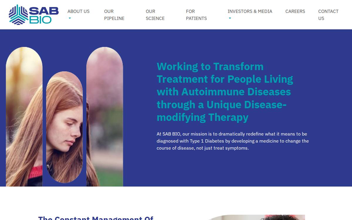 SAB Biotherapeutics website preview