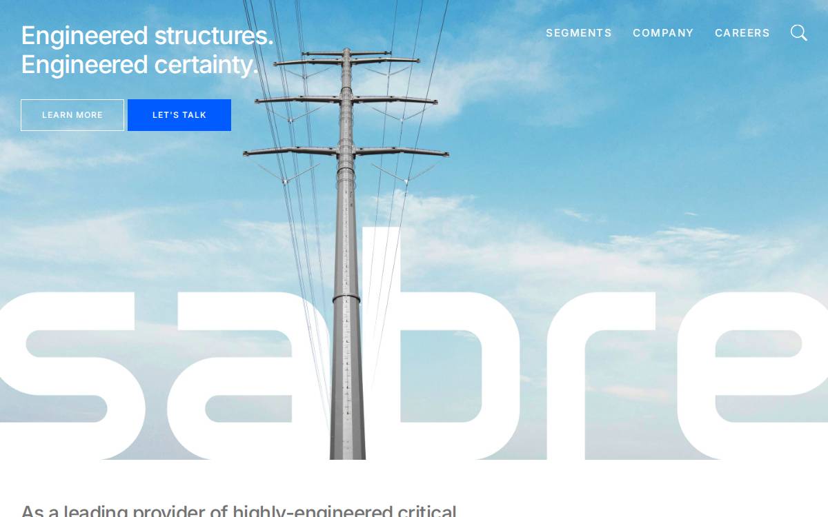 Sabre Industries website preview