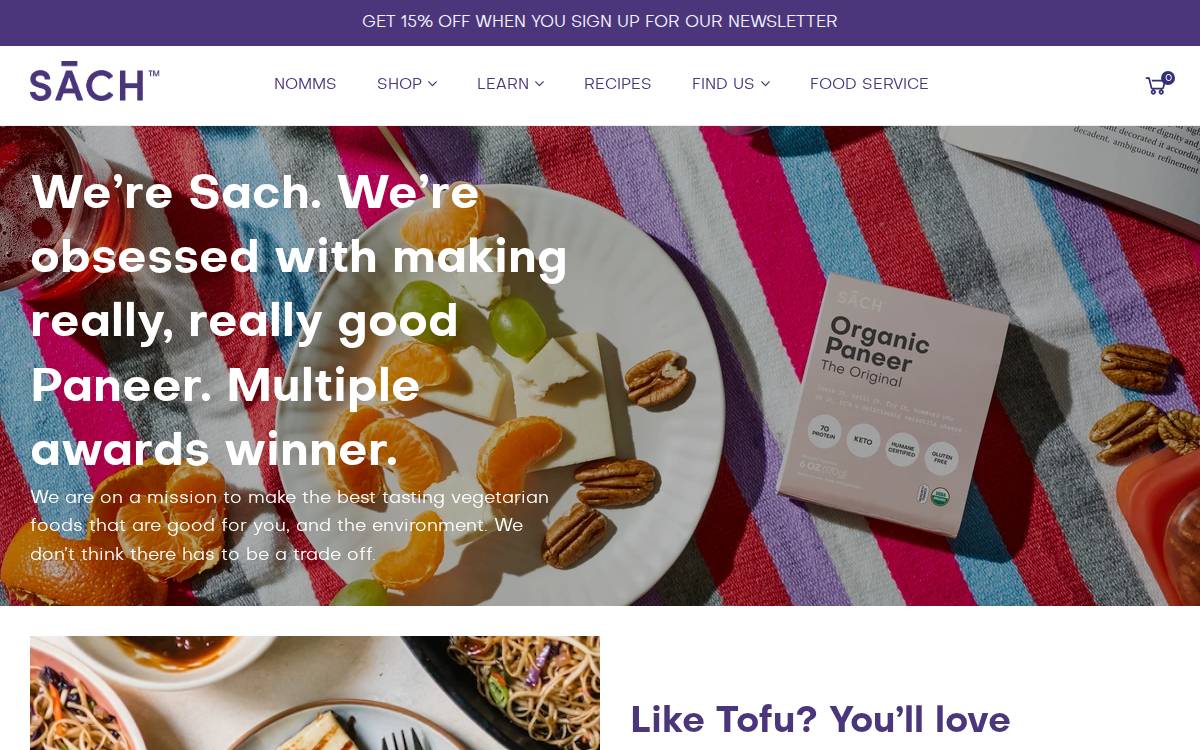 Sachfoods website preview