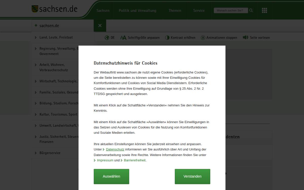 Sachsen website preview