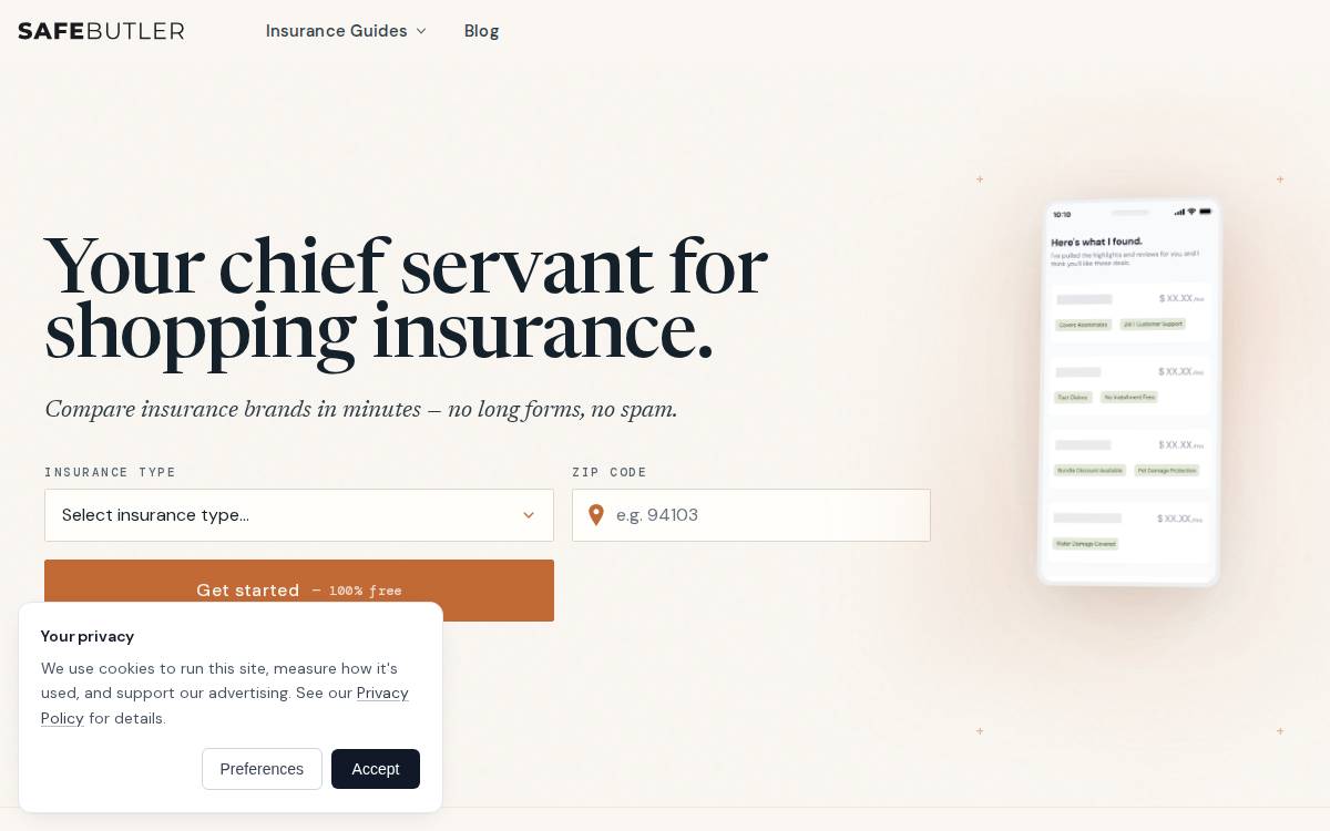 SafeButler website preview