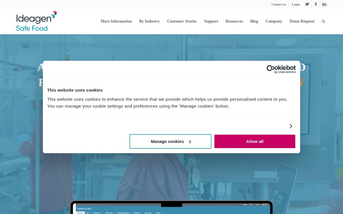 Safefood360 website preview