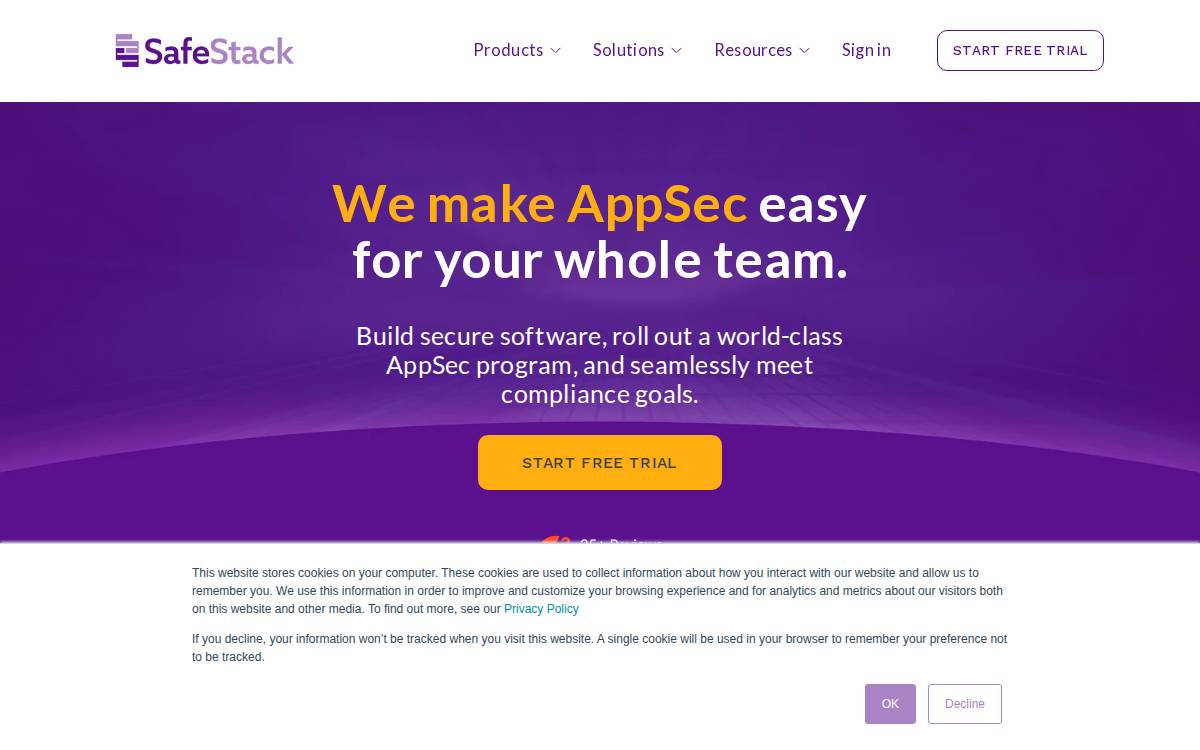 SafeStack website preview