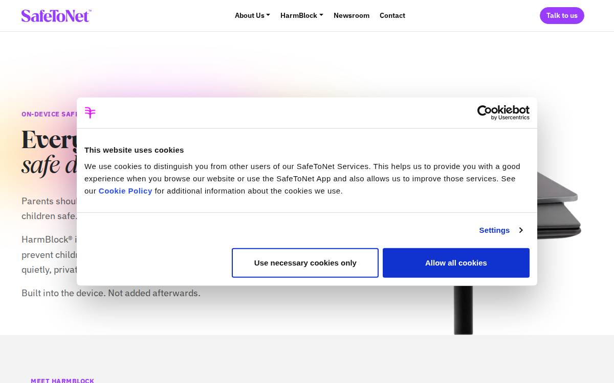 Safetonet website preview