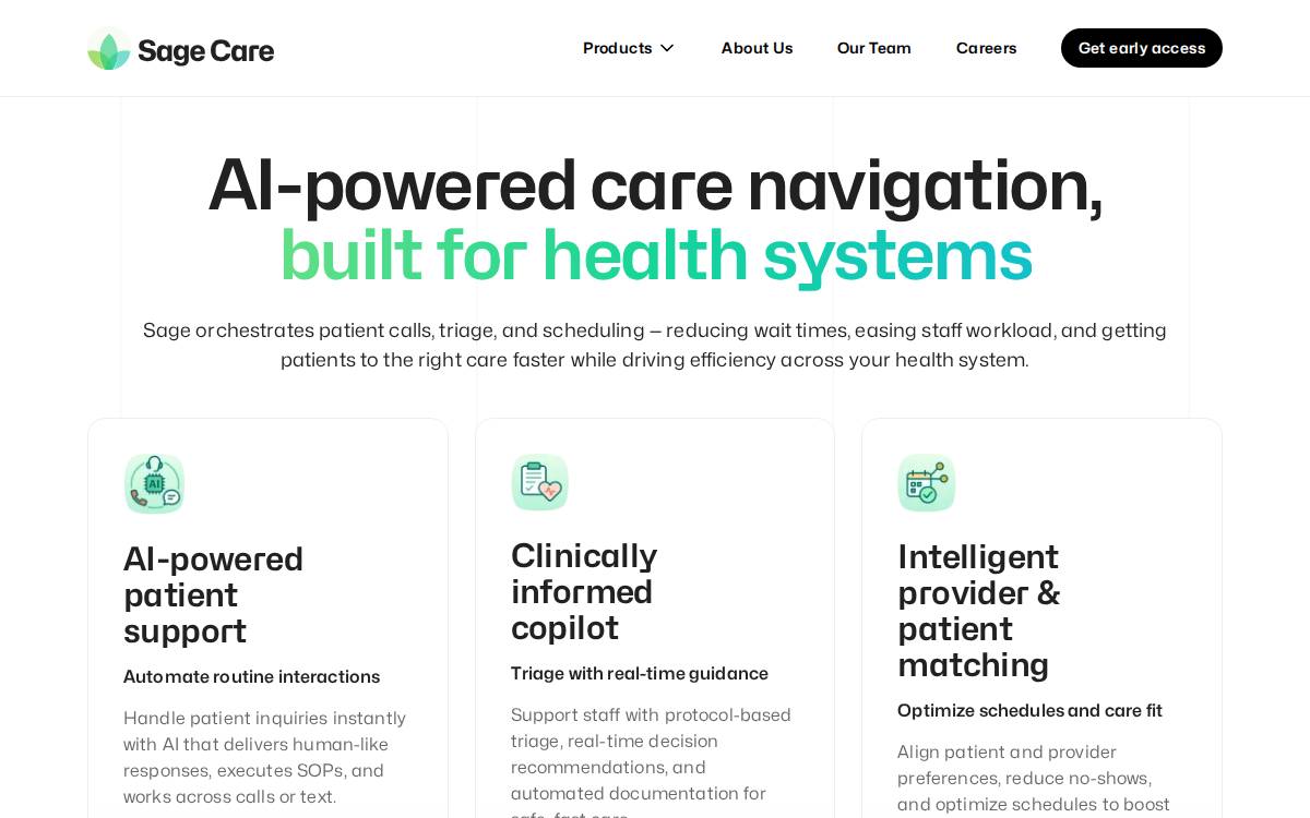 Sage Care website preview