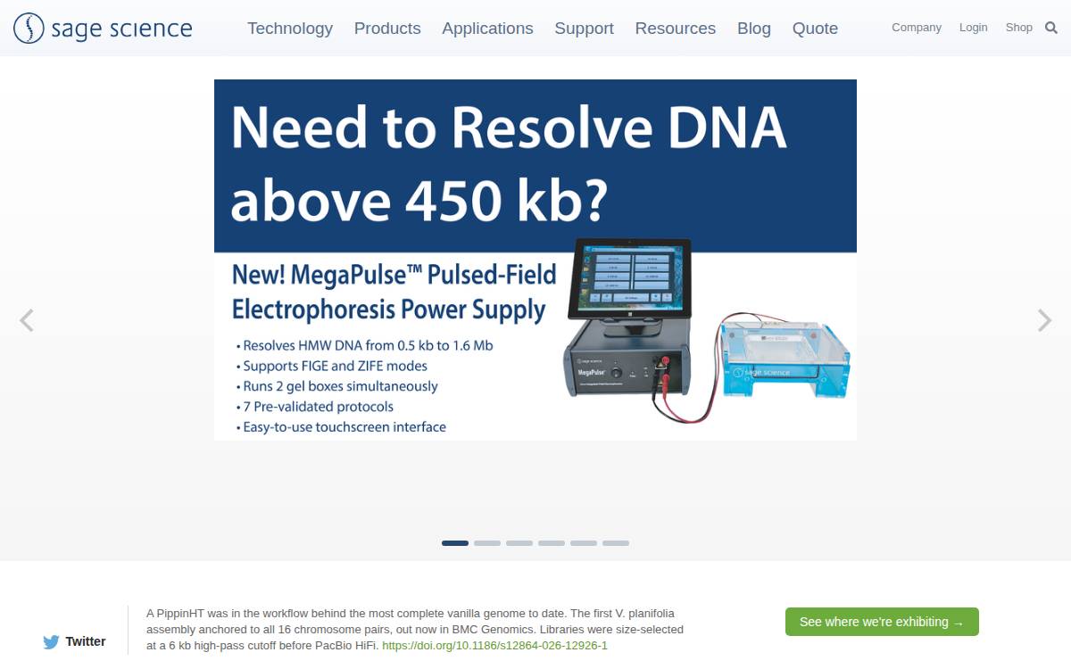 SAGE SCIENCE, INC. website preview