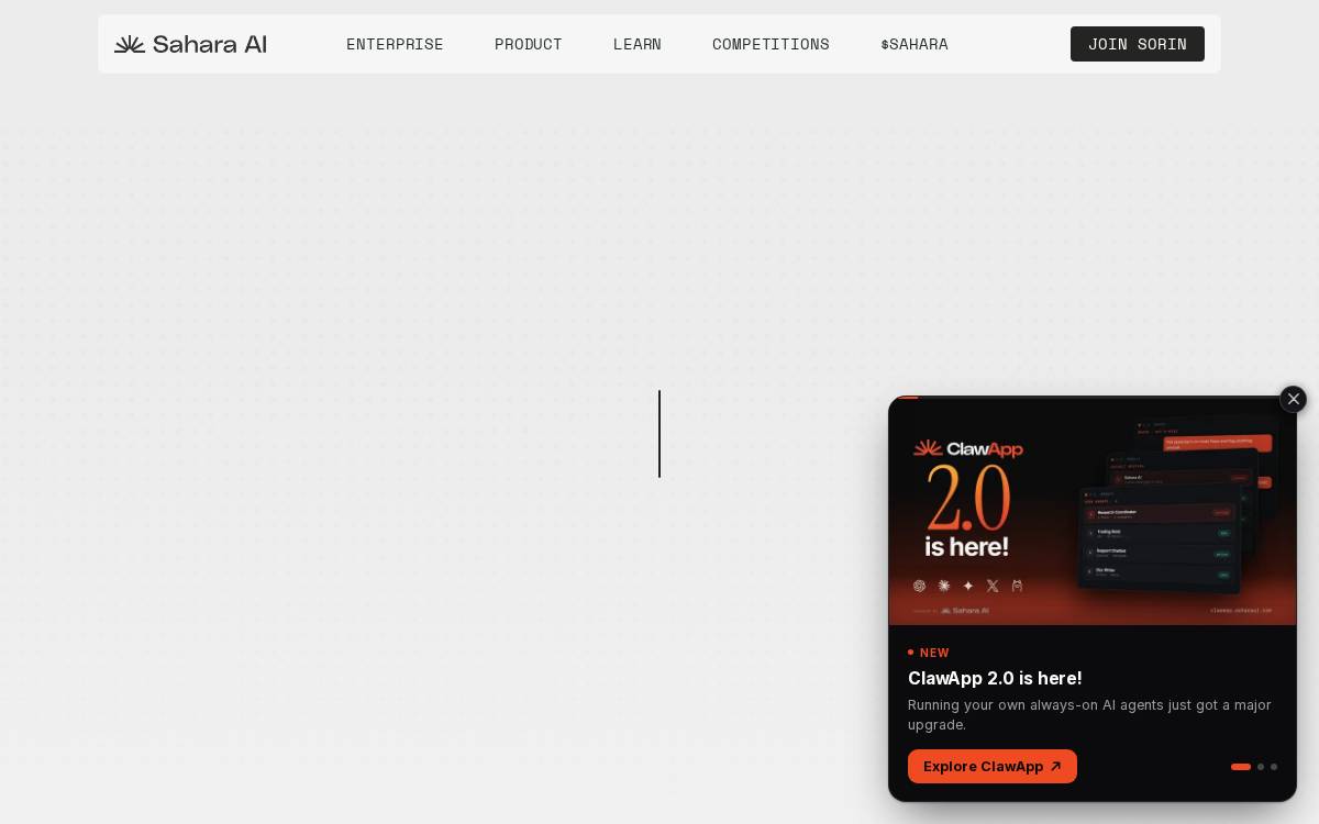 Saharaai website preview