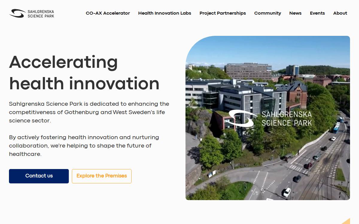 Sahlgrenska Science Park website preview