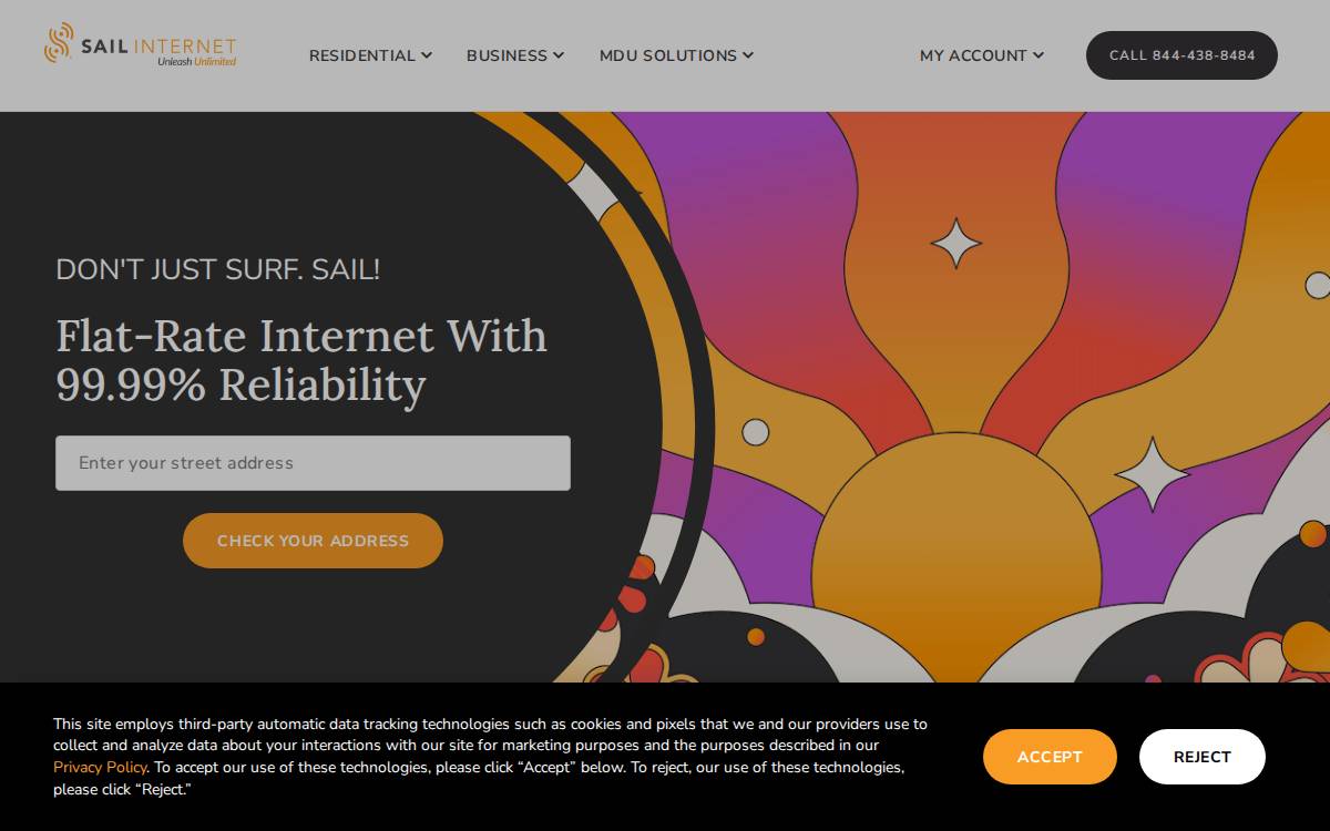 Sail Internet website preview