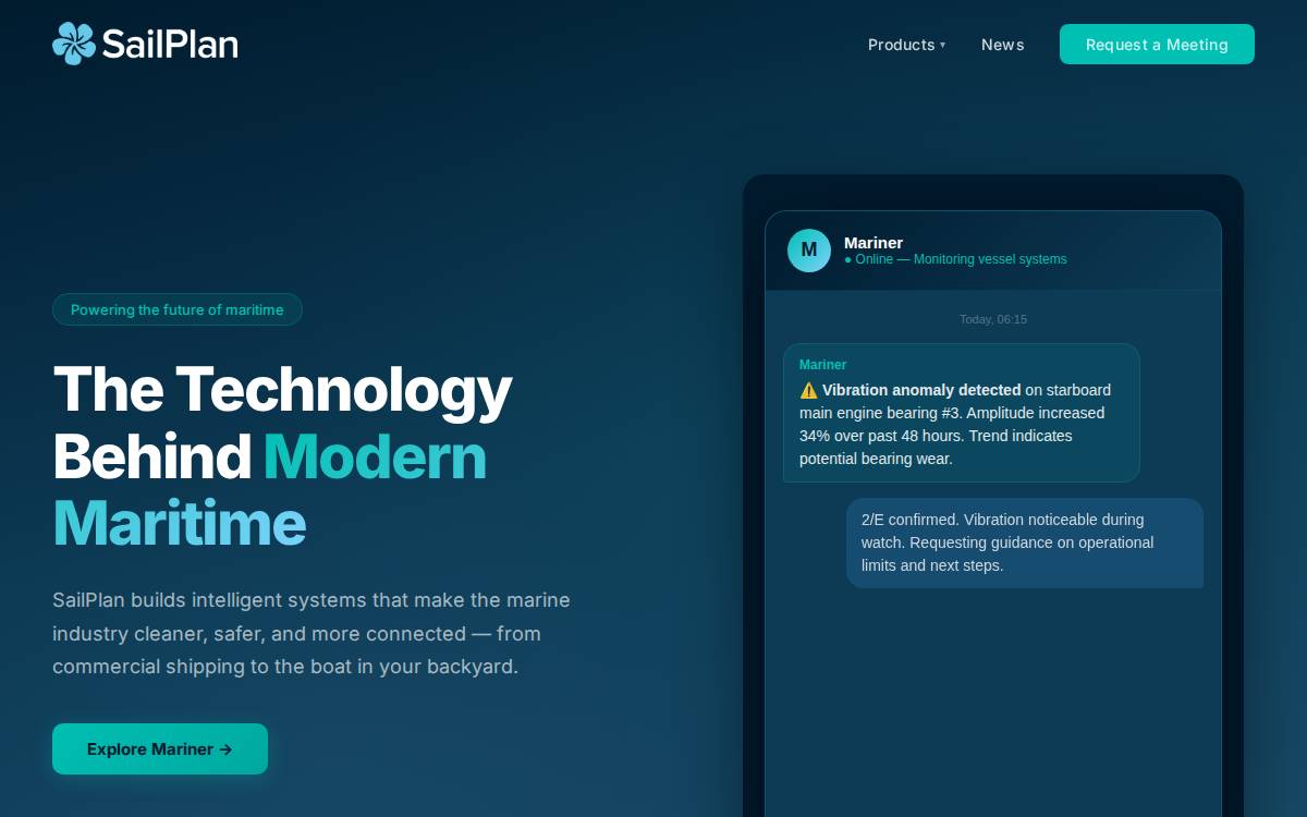 SailPlan Marine Emissions Optimization website preview
