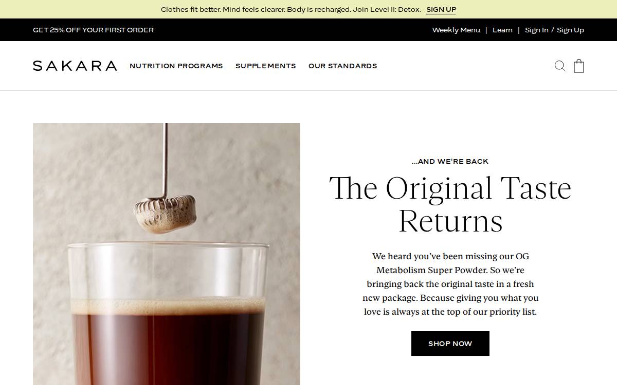 Sakara website preview